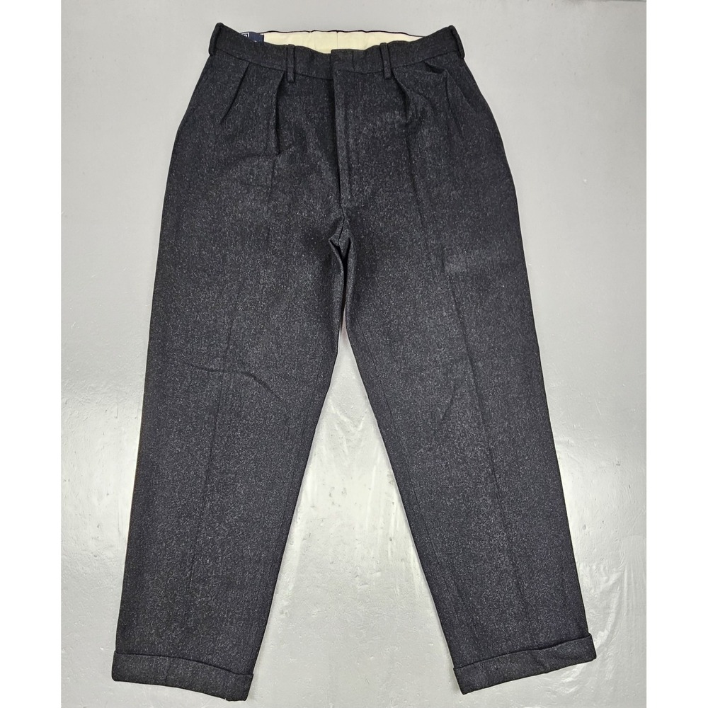Vintage Polo Ralph Lauren Pants Mens 34x34 Wool Blend Gray Double Pleated Preppy